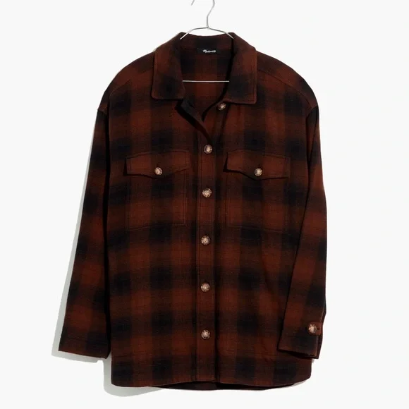 Madewell shirt jacket in Gelston shacket oversized plaid flannel size small - Picture 3 of 16